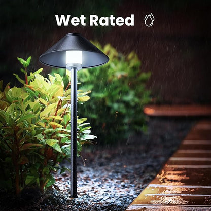 Feit Electric Smart Outdoor Cone Path Lights, 100 Lumens, Color Changing & Tunable White, Music Sync, Works with Alexa & Google Home, App & Remote Control, 15,000-Hour Lifetime, PATH/RGBW/AG/4, 4-Pack