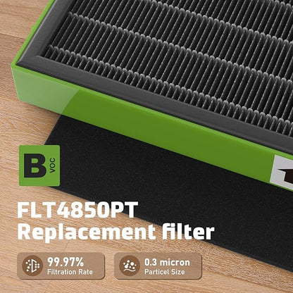 FLT4825VO Toxin Clear HEPA Replacement Compatible with AC4825 AC4300 AC4800 AC4900 AC4850, 2 True HEPA Filters & 6 Activated Carbon Pre-Filters, FLT4825VO, Black/Green