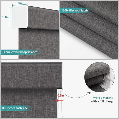 Changshade Smart Roller Shade with Remote Control Blackout Automatic Window Shades for Home Custom Size Motorized Blinds for Windows Compatible with Alexa,Google Home,Apple Homekit, Deep Grey