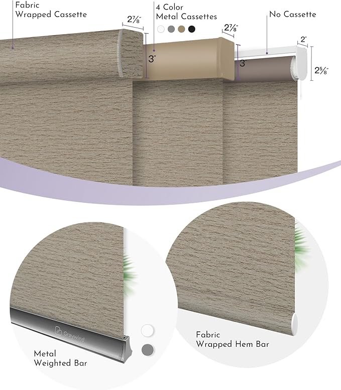Graywind Smart Blackout Roller Shades Compatible with Alexa Google WiFi Hardwired Textured Fabric Motorized Blinds Remote Window Shades, Custom Size (Frequency Sand)