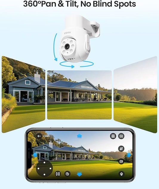 ZOSI 2 Pack 360°View Pan Tilt 1080P Wired Analog HD TVI Security Camera Outdoor Indoor,65ft Night Vision,One-Way Audio,Only Compatible with Same Brand 1080P,5MP and 4K CCTV DVR Systems
