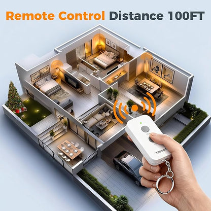 Remote Control Outlet, TESSAN Wireless Light Switch, Electrical Remote Outlet with ON/Off Switch for Indoor String Lights, Lamps, Fan, Small Appliances, 1250W 100ft RF Range