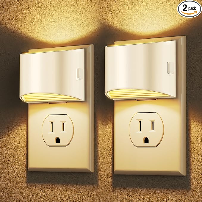 DORESshop Night Light, Night Lights Plug into Wall, Adjustable, 3000K | 3 Level Brightness Adjustable Night Light, Dusk to Dawn Sensor Nightlights for Adults, Bedroom, Bathroom, Hallway, 2 packs
