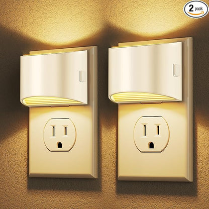 DORESshop Night Light, Night Lights Plug into Wall, Adjustable, 3000K | 3 Level Brightness Adjustable Night Light, Dusk to Dawn Sensor Nightlights for Adults, Bedroom, Bathroom, Hallway, 2 packs
