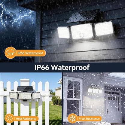 TECKNET Solar Lights Outdoor with Remote, 322 LED 3500LM Motion Sensor Outdoor Lights, 270° Adjustable Heads IP66 Waterproof Solar Flood Lights Outdoor for Yard Garage Pool, 2 Pack