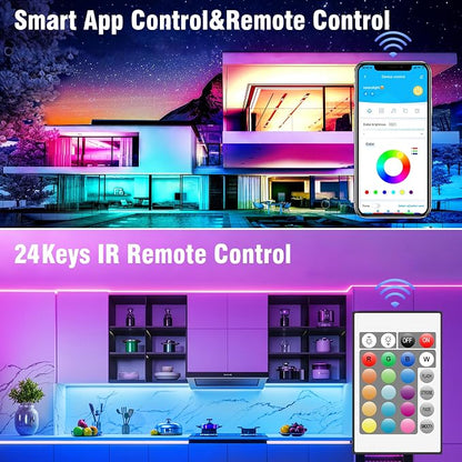 VOLIVO 300FT LED Strip Lights for Bedroom RGB Color Changing | Bluetooth App Control, IR Remote Control, Music Sync, Room Home Decor Lighting