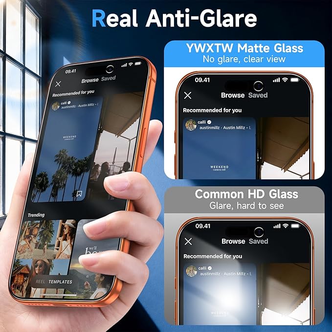 YWXTW 2 Pack Matte Glass Screen Protector for iPhone 17 Pro Max, 26° Anti-Spy iPhone 17 Pro Max Privacy Screen Protector Anti-Glare & Anti-Fingerprint Case Friendly Tempered Glass Film, Bubble Free