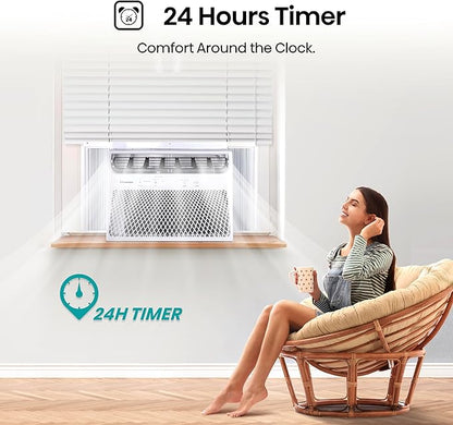 Hisense 14,000 BTU Smart Window Air Conditioner, 3 modes (Cooling, Fan, Dehumidifier), Easy Installation,Ultra Quiet, 2 Years Warranty