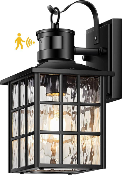 VIANIS Black Motion Sensor Porch Lights Outdoor, Brightness Adjustable
