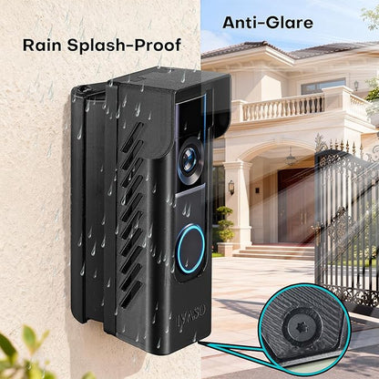 Anti-Theft Angle Adjustable Doorbell Coverd Mount Bracket for Ring Wired Doorbell Pro (Newest Model) 4K 2025 Release, Both Drill & No Drill Aavailable with Security Screws (Covered+Angle)