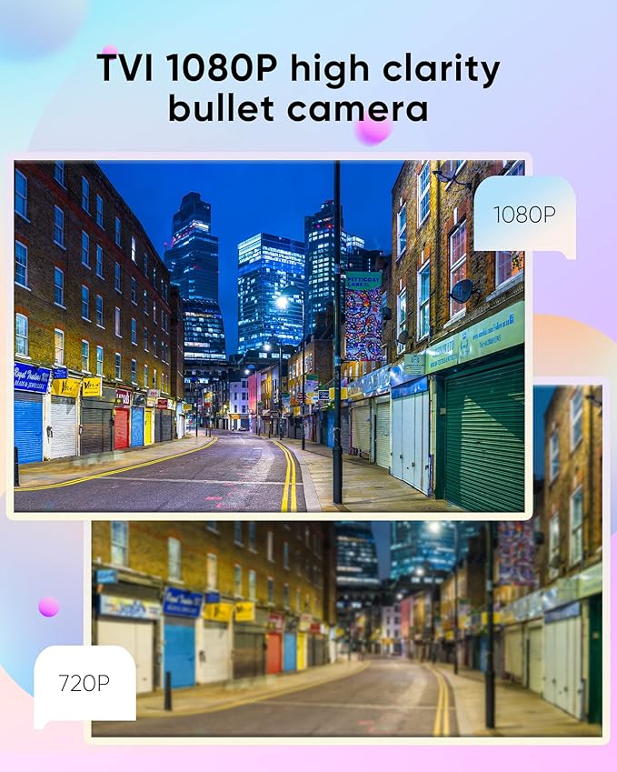 SANNCE Full Color Night Vision Security Camera, 4pcs 1080P TVI Wired CCTV Surveillance Camera for Home, Indoor Outdoor Use, Built-in 3500K Smart Warm Spotlight LED, 4 Cameras with Adapter & Cables