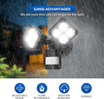 SANSI 30W Motion Sensor LED Outdoor Security Flood Light 3400LM 5000K Black