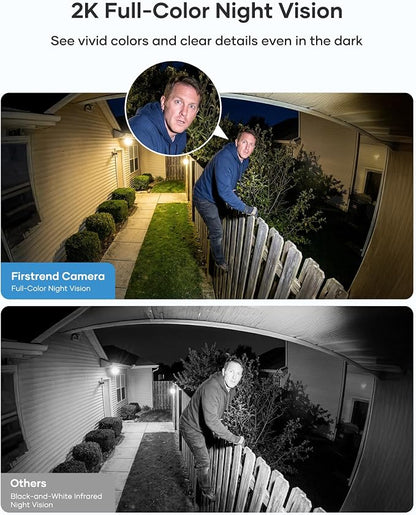 firstrend Solar Security Cameras Wireless Outdoor, 2K Color Night Vision