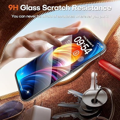 TOCOL Screen Protector Compatible with iPhone 15 6.1", 2 Pack Military Grade Aerospace Tempered Glass 9H+ Hardness 12Ft Shatterproof Drop Protection Sensitive Touch Easy Installation Bubble-Free Anti-Scratch Case Friendly Clear