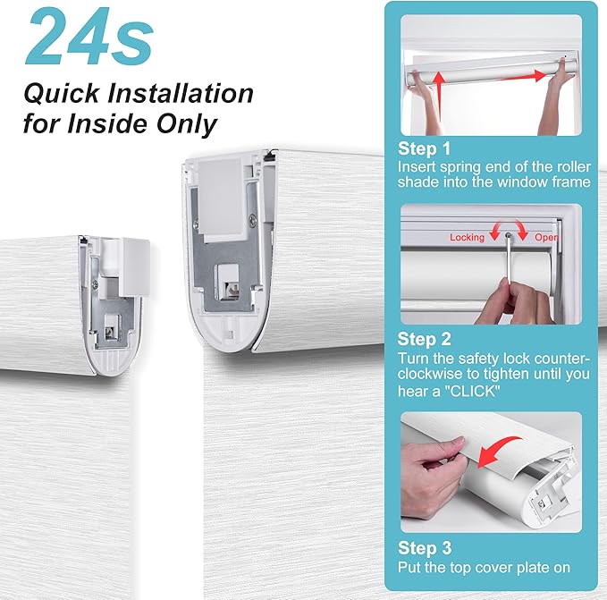 BERISSA Smart Motorized Blinds with Remote,No Drill Automatic Roller Blinds for Indoor Windows,Blackout Linen Fabric,Electric Shades for Windows Home Office,Maze White,Custom Size