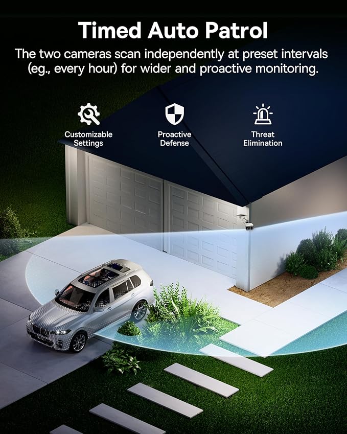 Baseus X1 Pro Dual-Tracking Solar Security Camera Outdoor Wireless, Dual 3K AI Cameras, 300° Pan, Color Night Vision, 8× Zoom, Local Storage up to 512GB, IP65, No Subscription