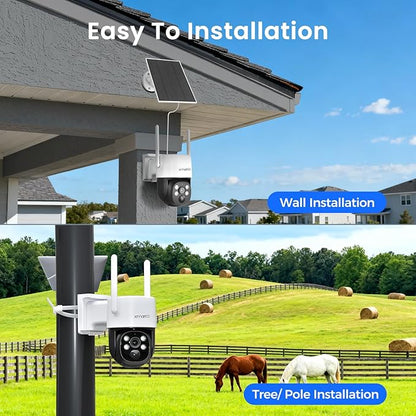 xmartO Wireless Solar PTZ Security Camera System, 10-Cam Bundle, 4MP QHD, 4K 10CH Expandable WiFi NVR, All-Weather Solar Charge, Two-Way Audio, PIR Sensor, No Monthly Fee, 500GB