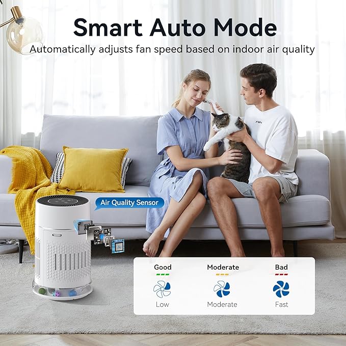 Cat Air Purifier with Interactive Ball, HEPA Filter for Pet Hair Odor, 360° Air Outlet for Small Room, Bedroom, Dorm, Desktop