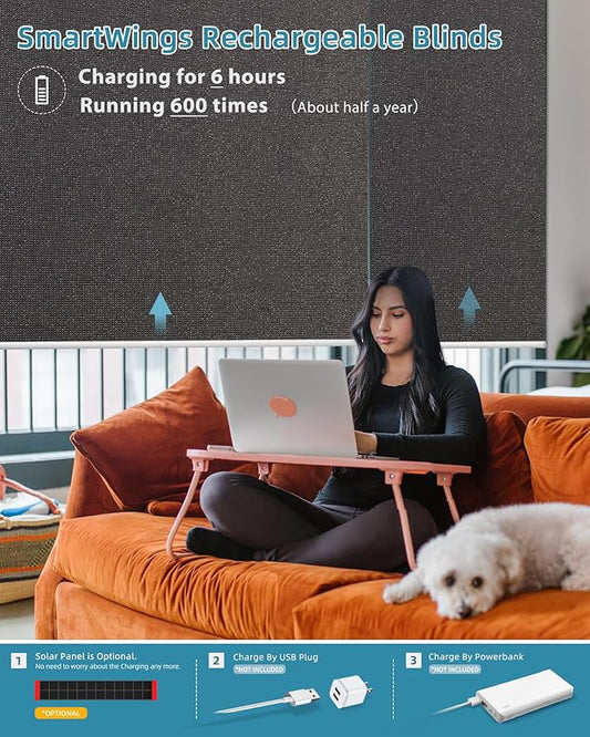 SmartWings Motorized Smart Blinds with Remote, Custom Automatic 100% Blackout Roller Shade Compatible with Alexa/Homekit/Google, Electric Smart Blinds for Indoor Windows, Eclipse Umber