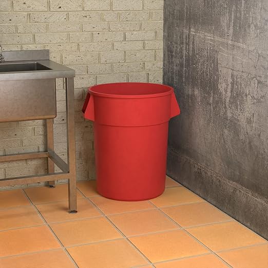 55 Gallon Red Round Commercial Trash Can, Heavy-Duty Food Grade NSF Certified, Perfect for Restaurant, Office, School, Garage, Backyard, Workshop, Warehouse