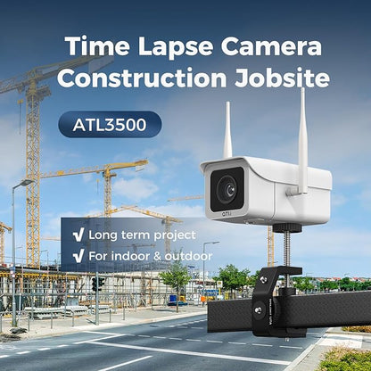 ATLI Time Lapse Camera Outdoor Construction Dual Band Wi-Fi 1080P APP Control Remote Access Flexible Schedule Pre-Installed 128GB Memory Card Timelapse Recording Video Camera for Jobsite