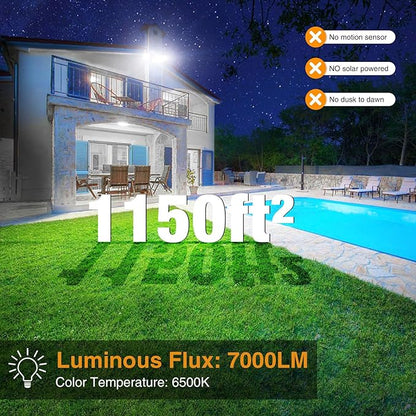 Onforu 4 Packs 75W Flood Lights Outdoor, 7000LM Brightness Security Lights, 3 Adjustable Heads, IP65 Waterproof, 6500K Wall Mount Exterior LED Flood Light (White)