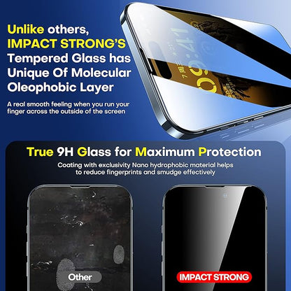 ImpactStrong Anti-Spy Privacy Screen Protector for iPhone 14 Pro (6.1-Inch), 9H Tempered Glass, Shatter-Resistant, Anti-Scratch, Easy Install Kit, Case Friendly, 2-Pack