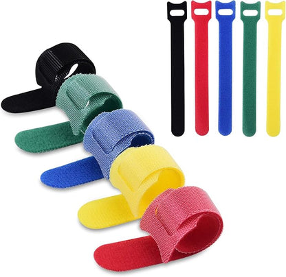 Cable Ties Reusable - 6 Inches Multi-Colour Adjustable Cord Straps Cord Ties for Cable Management Organizer, Multi-Purpose Reusable Hook and Loop for Home, Office and Garage (50)