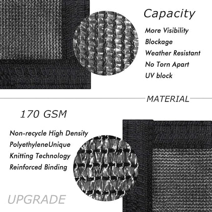 UPGRADE Privacy Screen 6' x 50' Fence Commercial Shade Cover with Brass Grommets Heavy Duty Perfect for Outdoor Back Yard, Black, Customizable