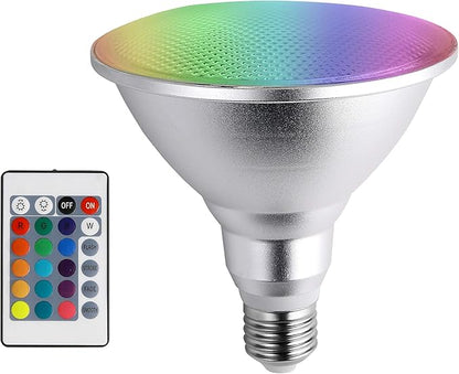DUDU Led Spotlight E27 PAR38 20W RGB Colored Light Bulb 16 Color Changing with IR Remote Control for Home, Living Room, Party Decoration Waterproof Outdoor Floodlight (20W PAR38 RGB)