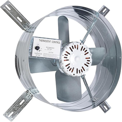 iLiving ILG8G14-12T Automatic Gable Mount Attic Ventilator Fan with Adjustable Thermostat, 2.85 Amp, 2339 CFM, Single-Speed