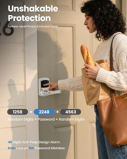 Fingerprint Smart Keyless Keypad Door Lock with Handle Biometrics Deadbolts