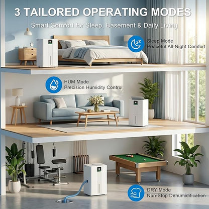 MEPTY 6000 Sq.Ft Dehumidifier,Max 100 Pint/Day Large Dehumidifier for Basement & Home with Drain Hose,Smart Humidity Control,24H Timer & Child Lock,3-Color Humidity Display Ideal for Bedroom,Bathroom