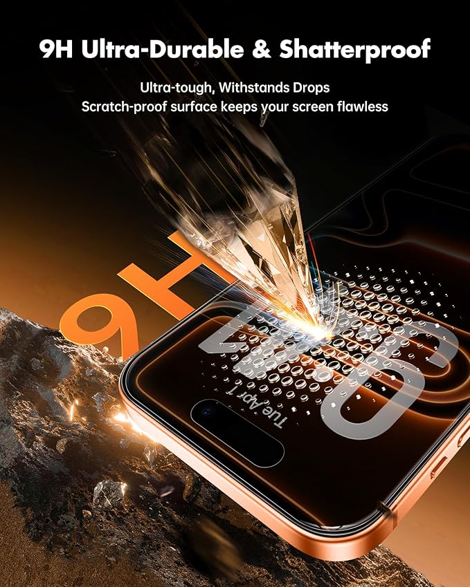 UNBREAKcable Privacy Screen Protector for iPhone 17 Pro Max, Shatterproof Tempered Glass [True 28°Anti Spy] [9H Hardness] [Easy Installation Frame] Private Protector for iPhone 6.9inch-2 Pack