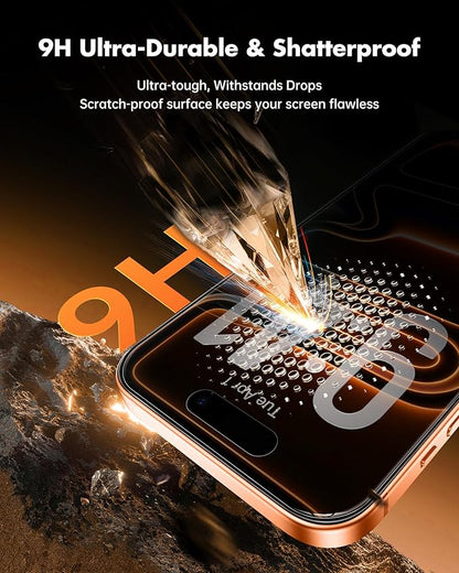 UNBREAKcable Privacy Screen Protector for iPhone 17 Pro Max, Shatterproof Tempered Glass [True 28°Anti Spy] [9H Hardness] [Easy Installation Frame] Private Protector for iPhone 6.9inch-2 Pack