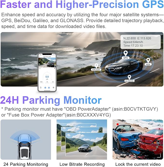 4K Front & 2K Rear 2 Channel HDR Dash Cam, Dual STARVIS 2 IMX678 IMX675, Custom Fit for Toyota Tacoma 2018-2023, Limited TRD Sport Off-Road Pro SR5 SR etc, 5GHz WiFi, GPS, 128GB Card