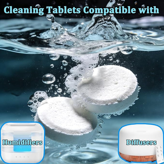 Humidifier Cleaner Tablets – Effortless Descaling Tablets for Humidifiers & Diffusers, Remove Hard Water Stains & Essential Oil Residue, Prevent Buildup for Extended Device Life(40-Pack)