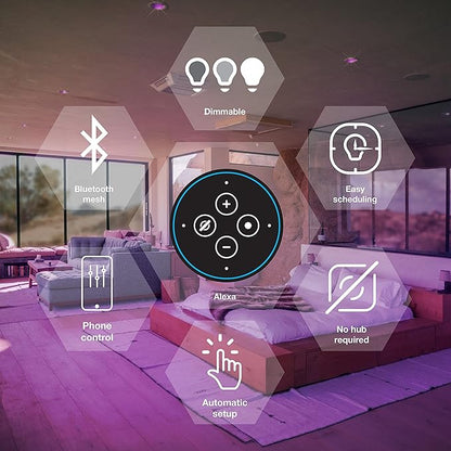 Sylvania Bluetooth Mesh LED Smart Light Bulb, BR30 65W, E26, RGBW Full Color & Adjustable White, Works with Alexa Only - 2 Pack (75762)