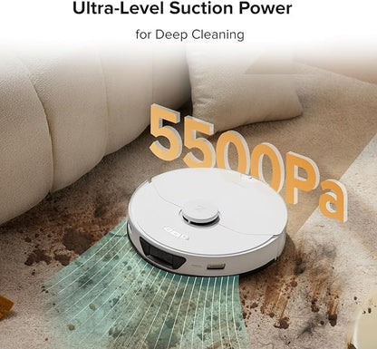 roborock S7 Max Ultra Robot Vacuum and Mop Combo, Auto Mop Drying, Auto Mop Washing, Self-Emptying, Self-Refilling, 5500Pa Suction, Reactive Tech Obstacle Avoidance, White (Renewed)