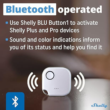 Shelly BLU Button1 White | Bluetooth-Operated Action and Scenes Activation Button | Home Automation | iOS Android App | No Hub Required | Long Battery Life | LED Indication | Buzzer | Broad Range