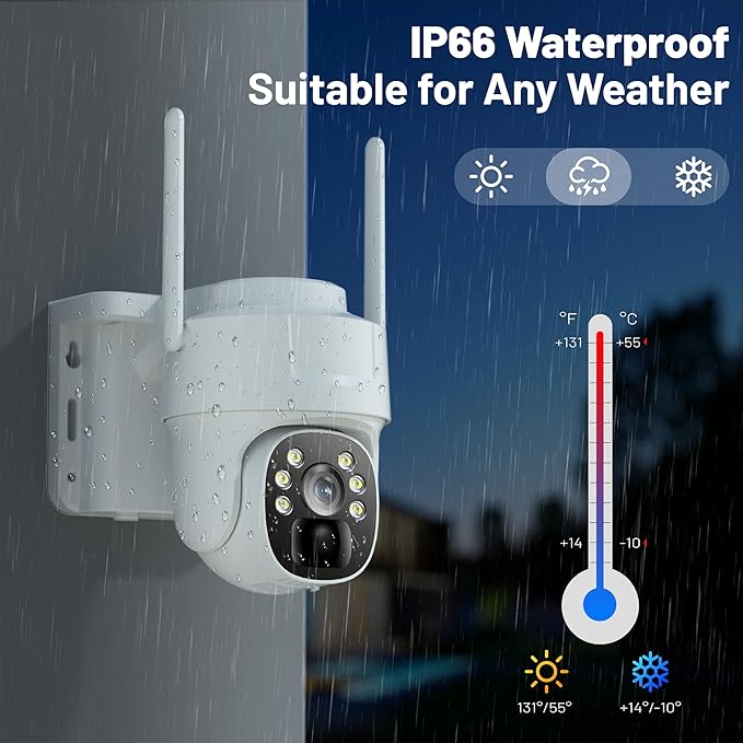KKB 4G LTE Cellular Security Camera, No WiFi Security Camera Outdoor Built-in SIM Card and 64GB SD Card, Solar Powered, 2K Wireless Cam Color Night Vision, PIR Motion Sensor, PTZ 355° View, 2 Way Talk