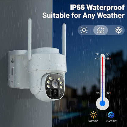 KKB 4G LTE Cellular Security Camera, No WiFi Security Camera Outdoor Built-in SIM Card and 64GB SD Card, Solar Powered, 2K Wireless Cam Color Night Vision, PIR Motion Sensor, PTZ 355° View, 2 Way Talk