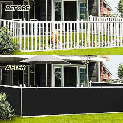 LOVE STORY Balcony Privacy Screen, 3'x30' Deck Shield Screen Fence Cover,UV Protection and Weather-Resistant,3 FT Height for Deck, Patio, Backyard, Outdoor Pool, Porch, Railing, Black