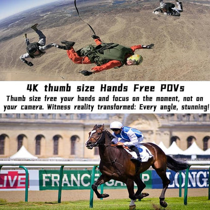 4k Sports Action Camera, Mini Body Camera with Audio and Video Recording, Wearable Action Body Cam, Thumb Size Pov Camera Magnetic Back Clip, Camcorder for Cycling,Travel,Pet,Vlogging (64 GB)