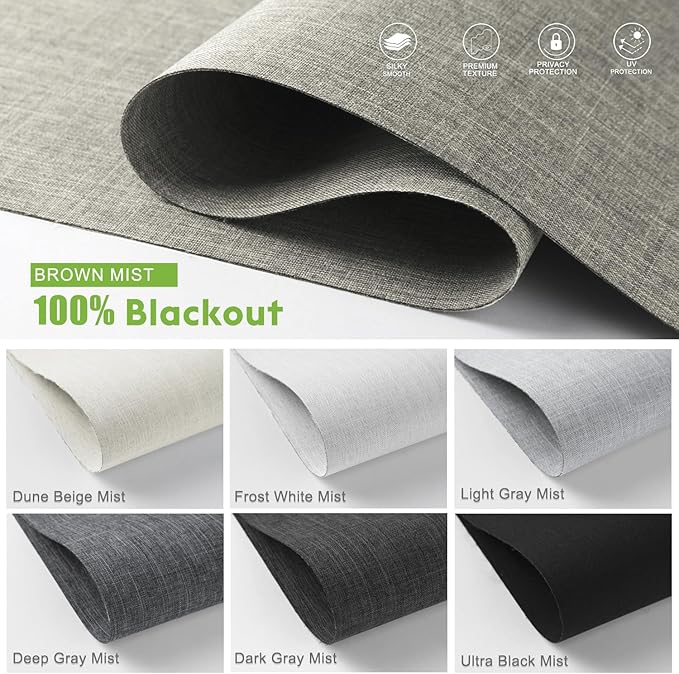 Motorized Blinds with Remote，100% Blackout Smart Blinds Motorized Roller Shades Compatible with Alexa Automatic Blinds for Windows Electric Window Blinds Customized Size Brown Mist