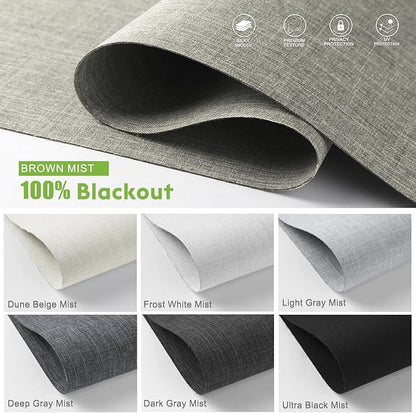 Motorized Blinds with Remote，100% Blackout Smart Blinds Motorized Roller Shades Compatible with Alexa Automatic Blinds for Windows Electric Window Blinds Customized Size Brown Mist