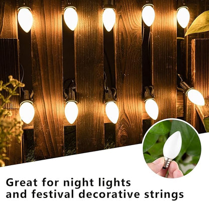 C7 E12 LED Night Light Bulbs 0.5W (5W Equivalent), 2700K Warm White Milky Glass Candelabra Bulbs, Low Watt Small Light Bulb for Window Candles, Chandeliers, Salt Lamp, Appliance, 2 Pack