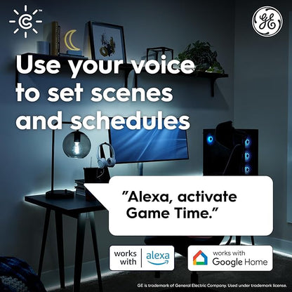 GE CYNC Smart LED Light Bulbs, G25 Globe Bulb, WiFi Light, Soft White, 60W Equivalent, Works with Amazon Alexa and Google Home (4 Pack)