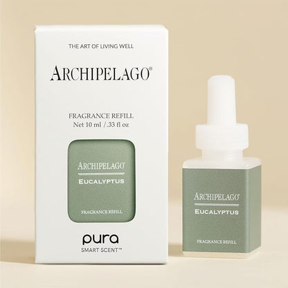 Archipelago Botanicals Pura Eucalyptus Smart Home Scent Refill, Air Diffuser Refill with Up to Six Weeks of Long-Lasting Fragrance per Refill, Clean Air Freshener for Home or Office, 0.33 Fl Oz