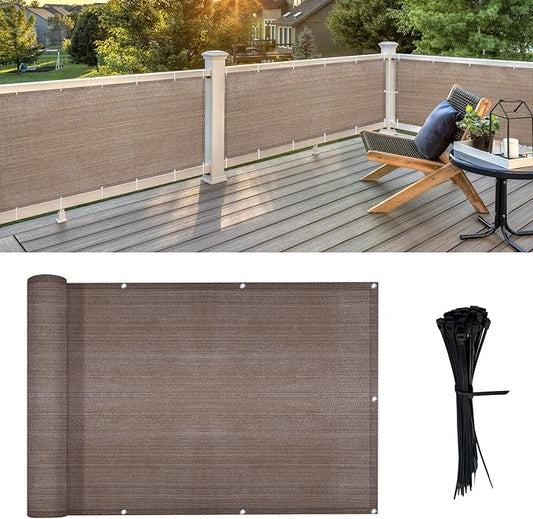 LOVE STORY Balcony Privacy Screen, 3'x13' Deck Shield Screen Fence Cover,UV Protection and Weather-Resistant,3 FT Height for Deck, Patio, Backyard, Outdoor Pool, Porch, Railing, Brown